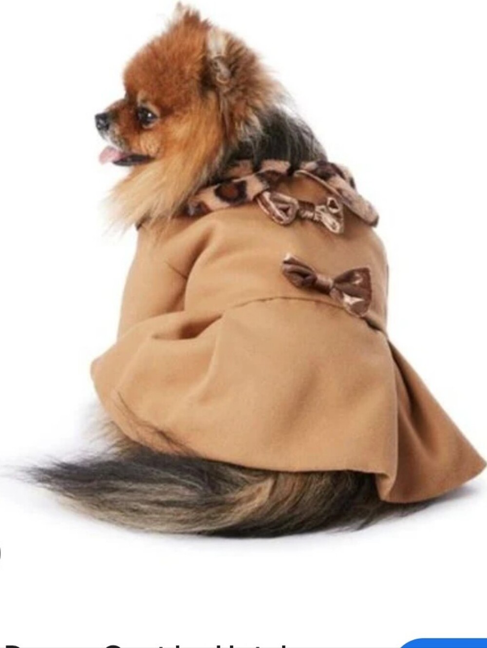 Plush Camel Bow-Accent Faux Fur Collar Dog Dress